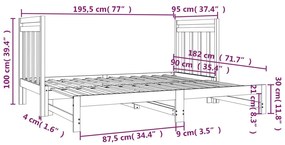 Dormeuse Estraibile 2x(90x190) cm Legno Massello di Pino