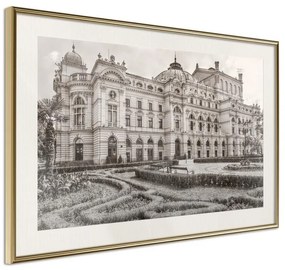 Poster  Postcard from Cracow: Slowacki Theater  Cornice Quadri Cornice d'oro con passe-partout, Larghezza x Altezza Home decor 90x60