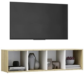 Mobile tv bianco e rovere sonoma 142,5x35x36,5 cm multistrato