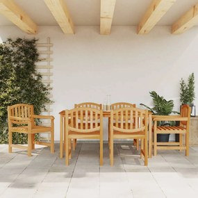 Set Da Pranzo Da Giardino 7 Pz İn Legno Massello Di Teak /