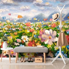 Carta da parati autoadesiva – Olio su tela fiori selvatici