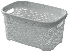 Cestino portabiancheria moderno in plastica grigia con capienza 27 lt