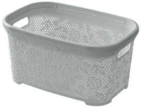 Cestino portabiancheria moderno in plastica grigia con capienza 27 lt