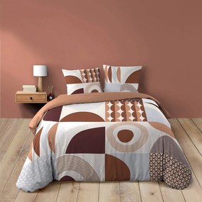 Set copripiumino e federa color terracotta in cotone per letto matrimoniale ed esteso 240x220 cm Gemma – douceur d'intérieur