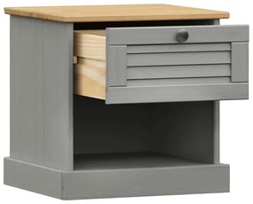 Comodino vigo grigio 42x35x40 cm in legno massello di pino