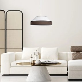 Lampadario a sospensione con filo MANISO 1xE27/60W/230V diametro 45 cm bianco/marrone