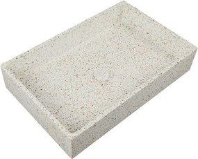 Lavabo da appoggio rettangolare con finitura terrazzo beige | KTERD-600BE - KAMALU