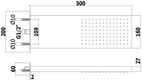 Paffoni Free Zsof098 Soffione doccia 53x13 Rettangolare Anticalcare in Metallo Cromo