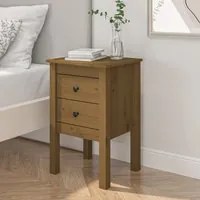 Comodino Miele 40x35x61,5 cm in Legno Massello di Pino 813695