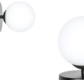 Applique A 1 Luce Hallador In Acciaio Nero E Sfera In Vetro Opalino