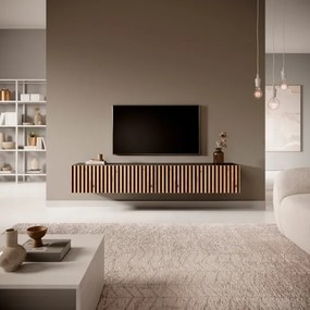 Mobile TV Sospeso Listellato 175 Cm Nero E Rovere Astra