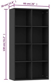 Libreria/Credenza Nera 66x30x130 cm in Legno Multistrato