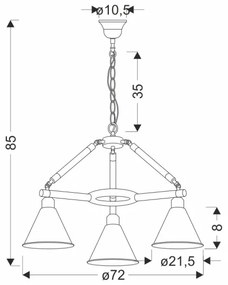 Lampadario a catena NEGRU 3xE27/40W/230V nero/marrone