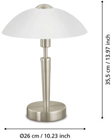 Lampada da tavolo grigia con paralume in vetro e intensità regolabile (altezza totale 35 cm) SOLO 1 – EGLO