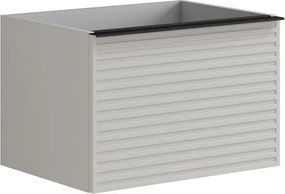 Mobile da bagno sospeso sotto lavabo Pixel stripes 2 cassetti  L 60 x H 40 x P 45.5 cm grigio pastello laccato opaco, con maniglia alluminio nero opaco