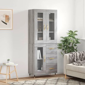 Credenza Grigio Sonoma 69,5x34x180 Cm İn Legno Multistrato /
