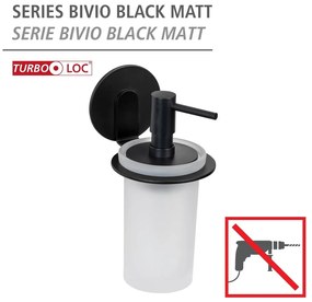 Dispenser di sapone in vetro nero opaco autoportante 150 ml Bivio - Wenko