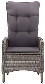 Set da bistrot per giardino 3 pz in polyrattan grigio