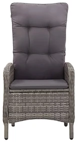 Set da bistrot per giardino 3 pz in polyrattan grigio