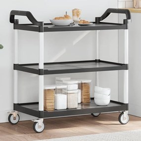 Carrello A 3 Ripiani Nero 99x50x96 Cm İn Alluminio /