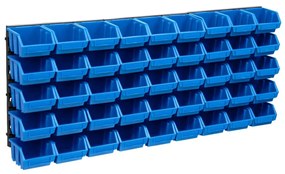 Kit Contenitori 48 Pz Con Pannelli A Parete Blu E Nero /