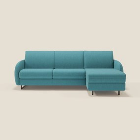 Ninfea Divano Letto Angolare con Penisola Contenitore e Materasso H18 cm - piedini in metallo e Tessuto impermeabile T03