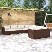 Set Divani da Giardino 8 pz con Cuscini in Polyrattan Marrone 3102754