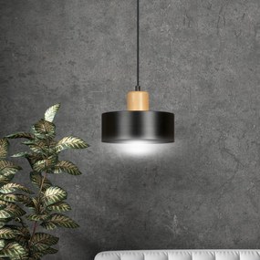 Lampadario a Sospensione in Acciaio e Legno TORIN 1 Nero/Bianco E27
