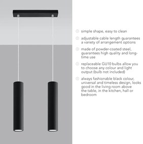 Lampadario nero in metallo Castro – Sollux