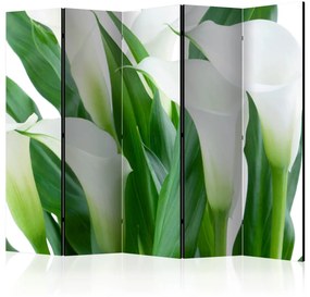 Paravento separè Bouquet - Calle II - Paesaggio di fiori bianchi tra foglie verdi