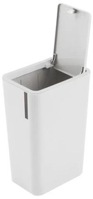 Cestino bagno da 8 litri in plastica bianca con coperchio Push