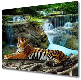 Tagliere in vetro Tigre a cascata 60x52 cm