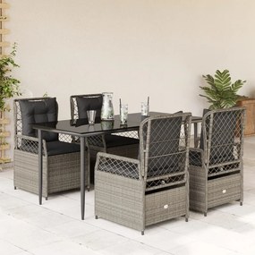 Set pranzo da giardino 5pz con cuscini grigio chiaro polyrattan