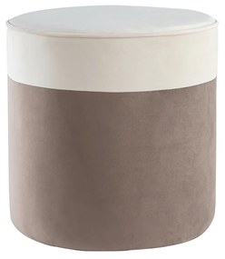 Pouf design bicolore in velluto bianco crema e talpa D40 cm DAISY