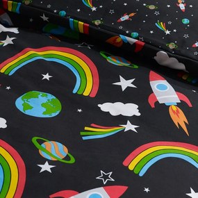 Set copripiumino e federa da bambini nero per culla 120x150 cm Rainbow Rockets – Catherine Lansfield