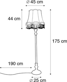 Lampada da terra grigia con paralume granny crema - Classico
