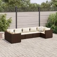 Set Divani da Giardino 7 pz con Cuscini in Polyrattan Marrone 3308257