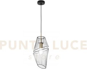 Lampadario a sospensione kiko nera e oro 1 luce attacco e27 20x20x1...