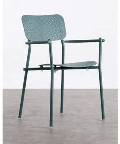Sedia da Pranzo in Alluminio con Braccioli Keri Verde pino - The Masie