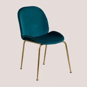 Confezione da 2 sedie in velluto Pary Blu Turchese Intenso & Dorato - Sklum