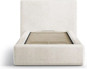 Letto singolo imbottito color crema con contenitore con rete inclusa 90x200 cm Amy – Micadoni
