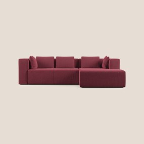 Nettuno divano angolare componibile in morbido tessuto bouclè T07 rosso destro