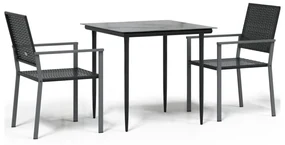 Set da pranzo da giardino 3 pz in polyrattan e acciaio