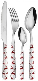 Set di Posate Natalizie Renne 24 Pezzi Colore Bianco / Rosso - Neva