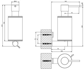 Dispenser porta sapone liquido a parete bianco steel brushed 54713 gessi