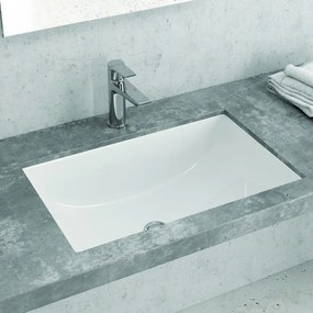 Kamalu - lavabo da incasso sottopiano rettangolare ceramica bianca | litos-652