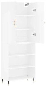 Credenza Bianco Lucido 69,5x34x180 cm in Legno Multistrato