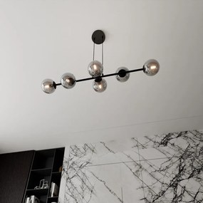 Lampadario a Sospensione in Acciaio e Vetro ROSSI 6 Nero 6xE14 Colore delle Sfere Grafite