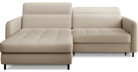 Divano angolare beige allungabile/con contenitore (con penisola a sinistra/con chaise lounge) e rivestimento in velluto Gomsi – ELTAP