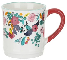 Tazza mug fiori 310 ml in porcellana bianca e rossa